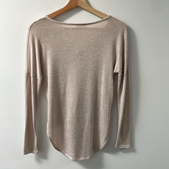 Olivia Rae Button Front cardigan Tie Waist Long Sleeve Boho Blouse oatmeal XS - Picture 3 of 7